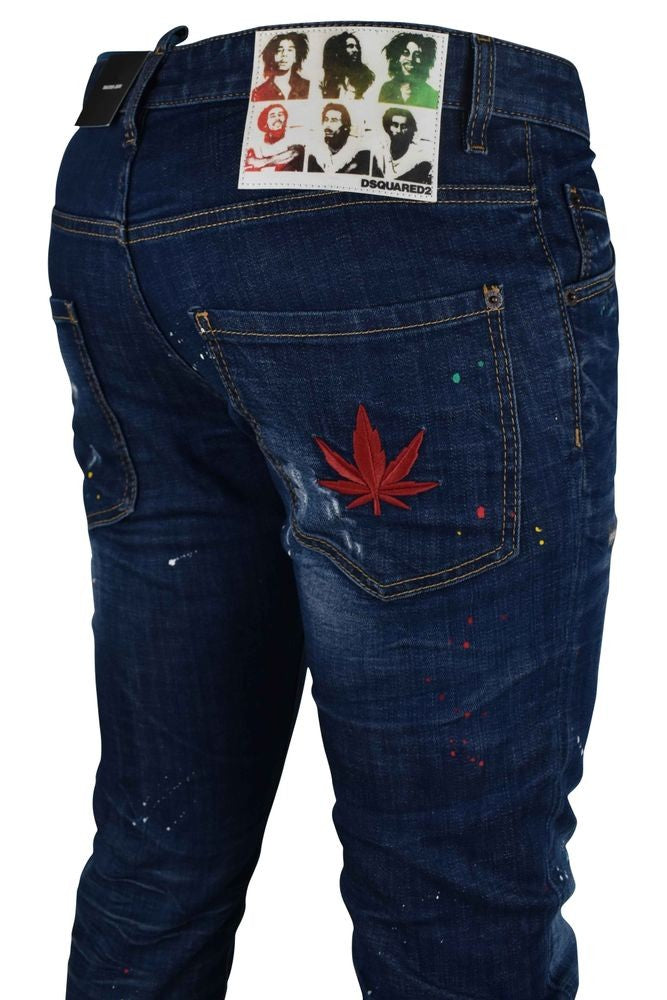 Dsquared2 Distressed Blue Cotton Skater Jeans