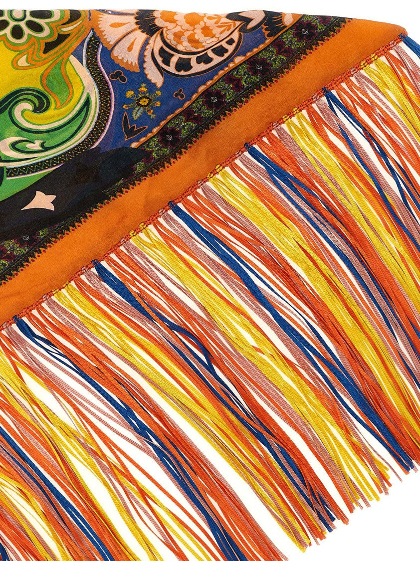 Etro Floral Jacquard Silk Scarf With Fringed Edges