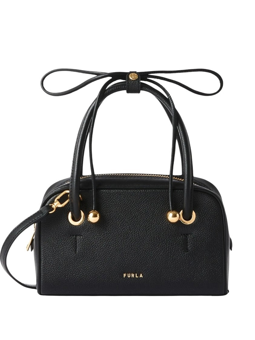 Furla Poppy Mini Pebbled Bow Shoulder Bag