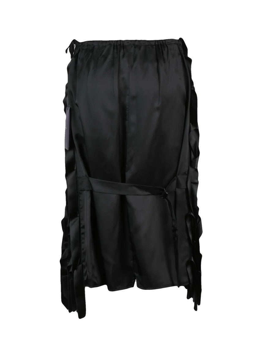 Prada Fluid Satin Midi Skirt With Textured Ribbon Detail