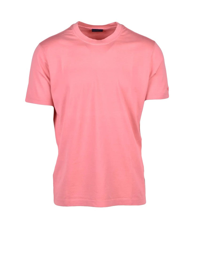 Paul & Shark Pink Smooth Texture Crew Neck Cotton T-Shirt