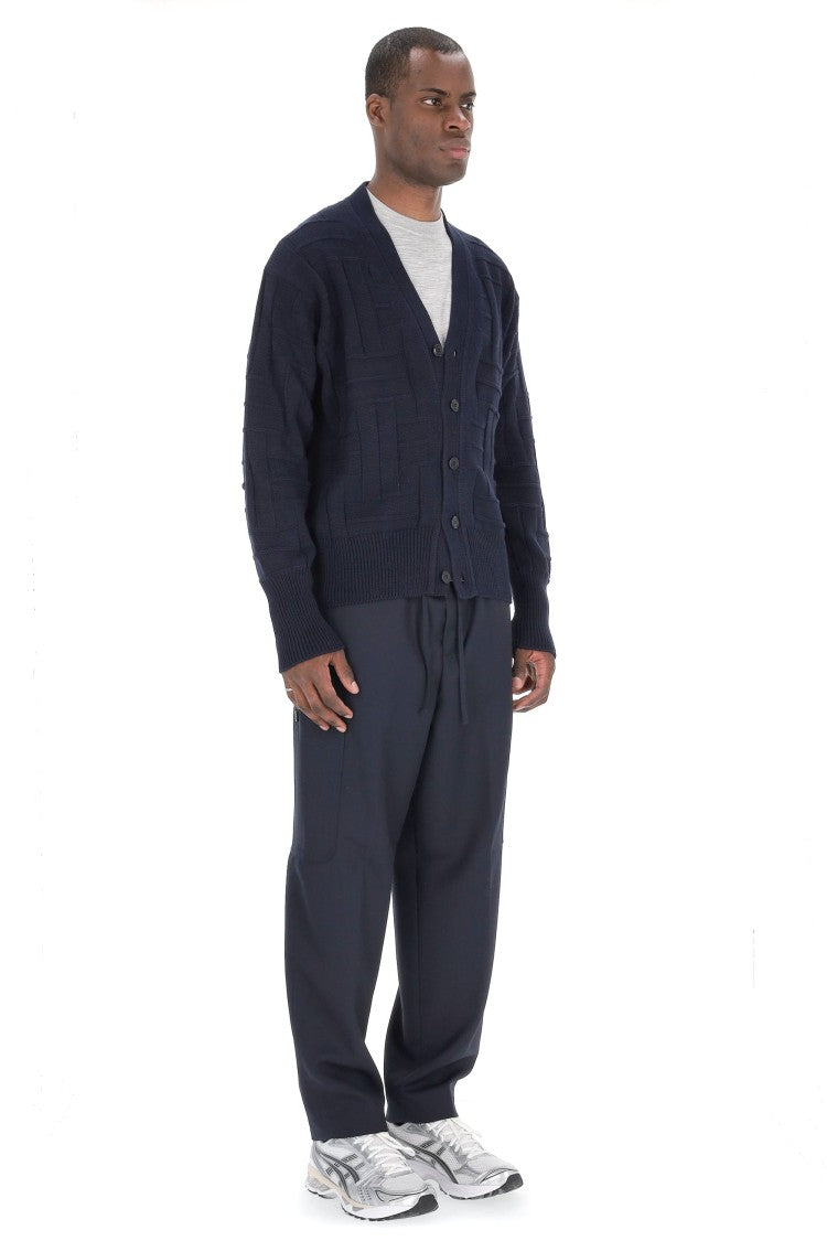 Kenzo Cropped Fit Weave Wool Cardigan
