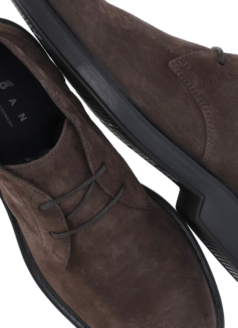 Hogan Brown Suede Lace-Up Shoes
