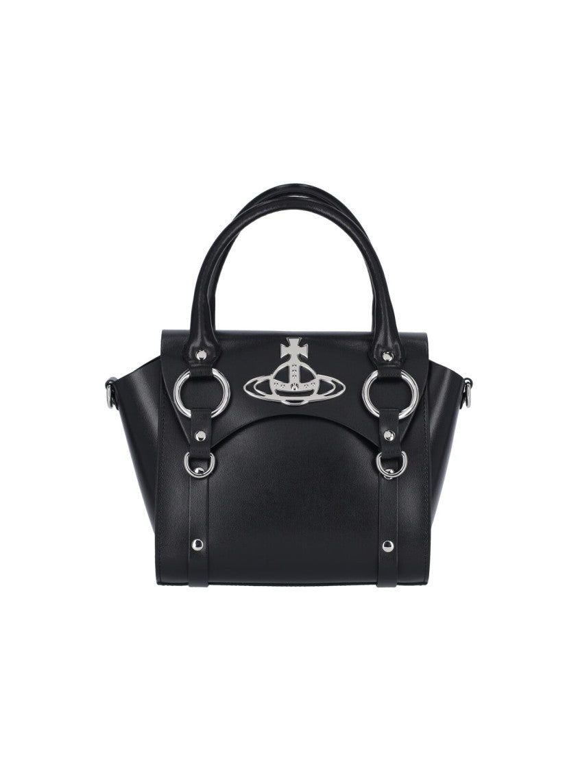 Vivienne Westwood Structured Black Handbag With Iconic Logo Detail
