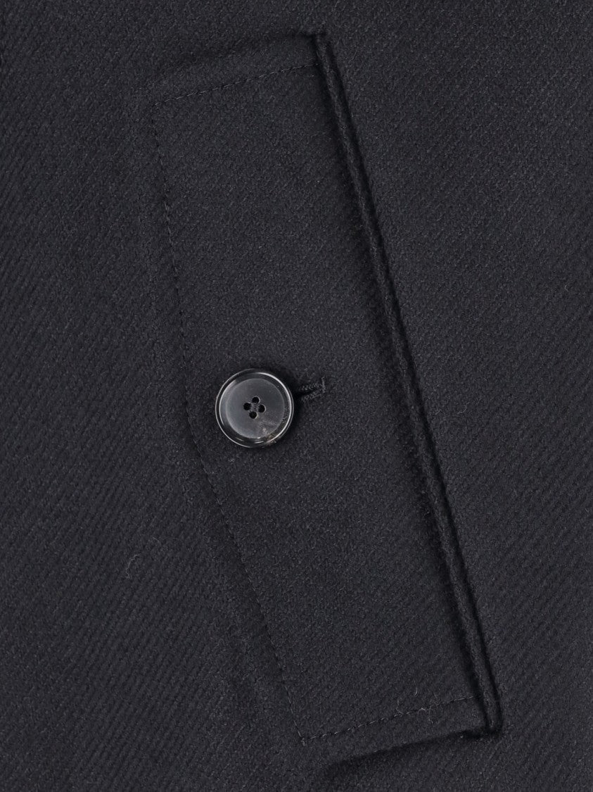 Caruso Foscari Black Hooded Wool Coat