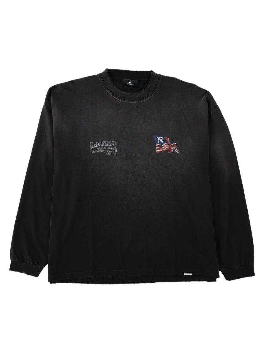 Represent Black Graphic Emblem Long-Sleeve Cotton T-Shirt