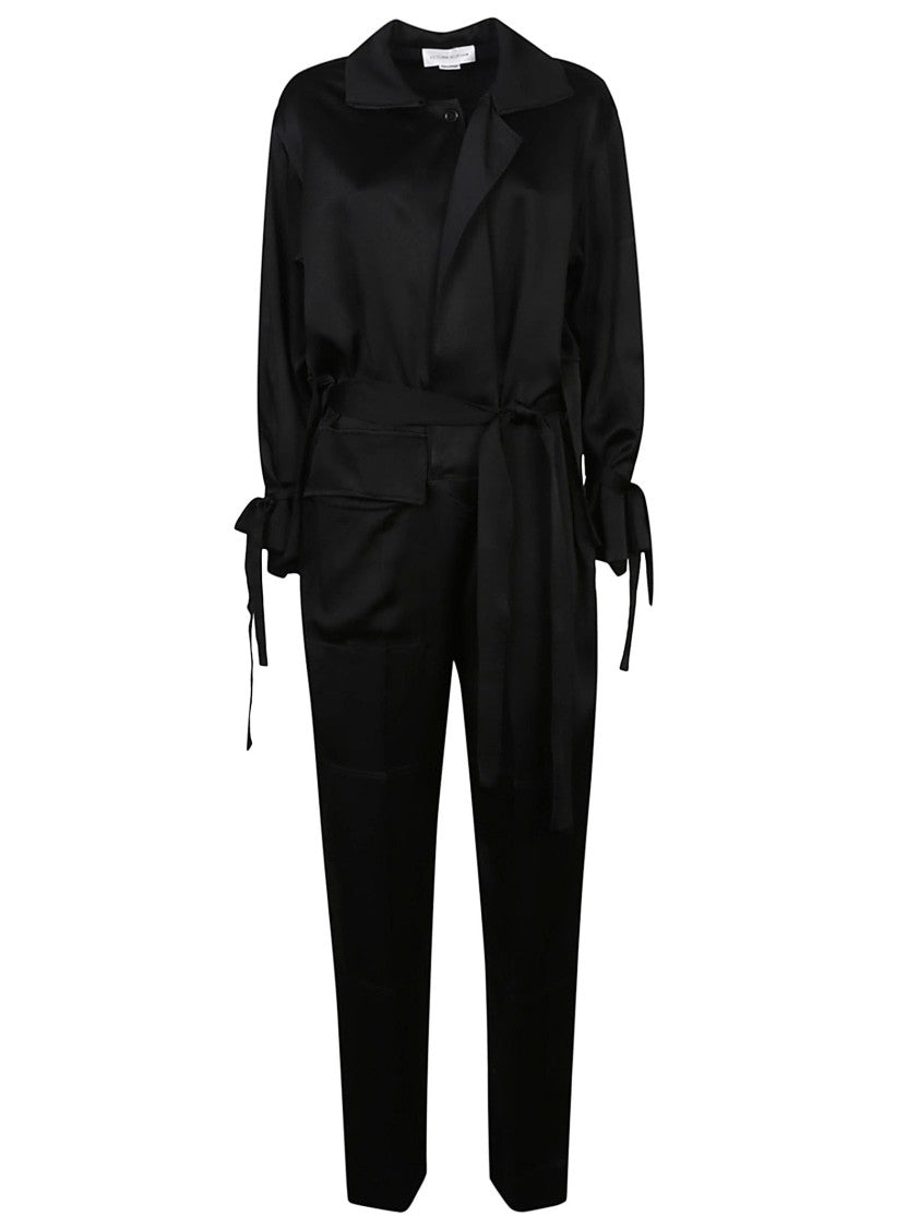 Victoria Beckham Utility Black Acetate Blend Jumpsuit