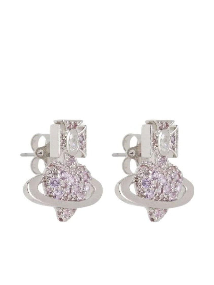 Vivienne Westwood Silver-Tone Heart Motif Sparkling Stud Earrings