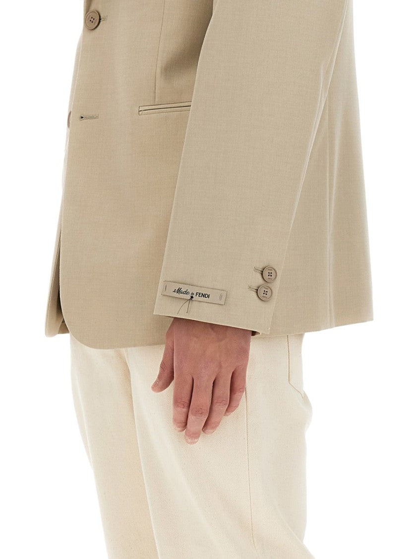 Fendi Tailored Wool Jacket With Notched Lapel
