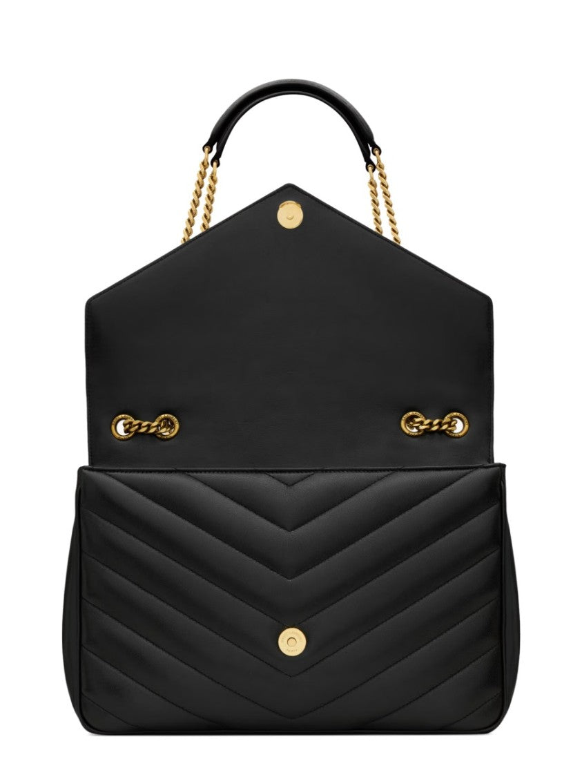 Saint Laurent Chevron Quilted Large Lamb Leather Shoulder Bag