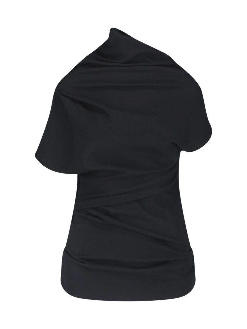 Entire Studios Black Asymmetrical Draped Draped Top