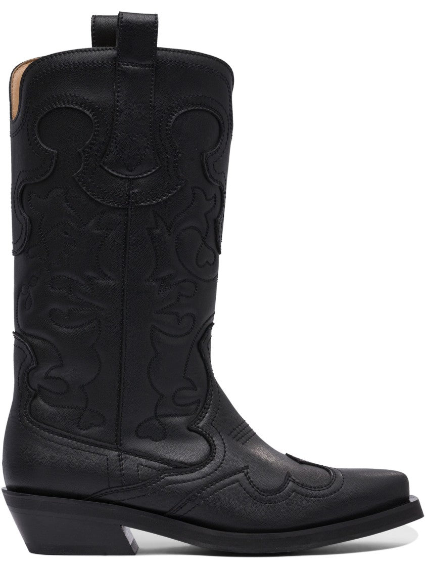 Ganni Embroidered Western Boots