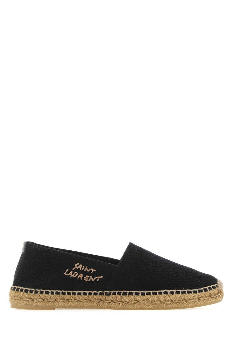 Saint Laurent Classic Black Canvas Espadrilles With Jute Rope Sole