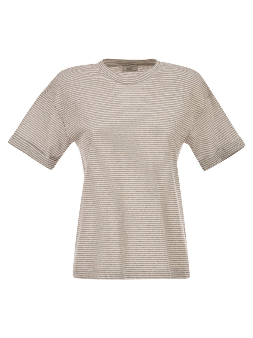 Peserico Striped Linen-Cotton Blend T-Shirt