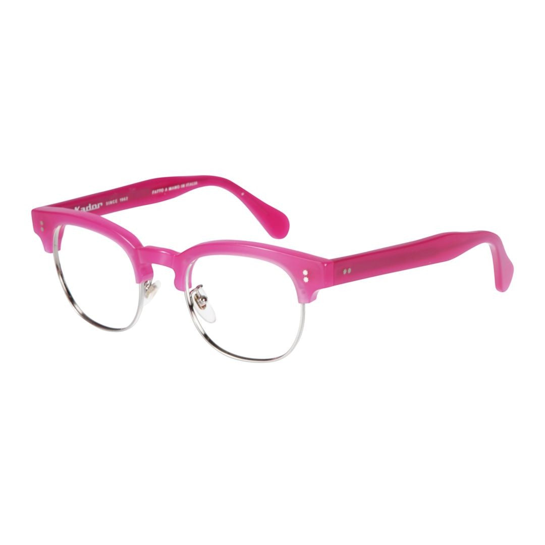 Kador Silver Woody Cm Translucent Pink Browline Eyeglasses