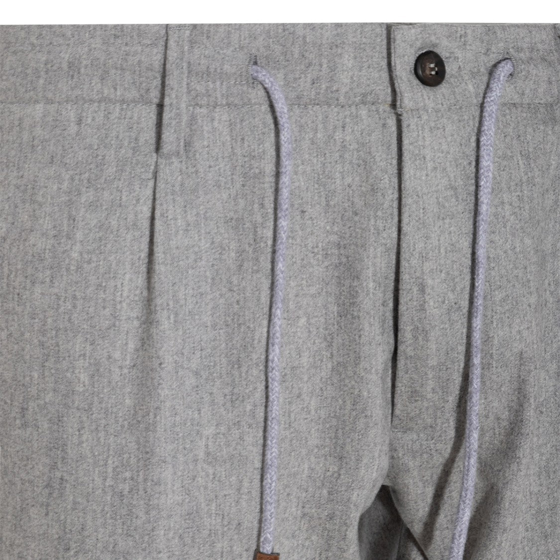 Eleventy Mélange Tapered Straight-Leg Pants Elastic Waistband Wool-Blend - Grey