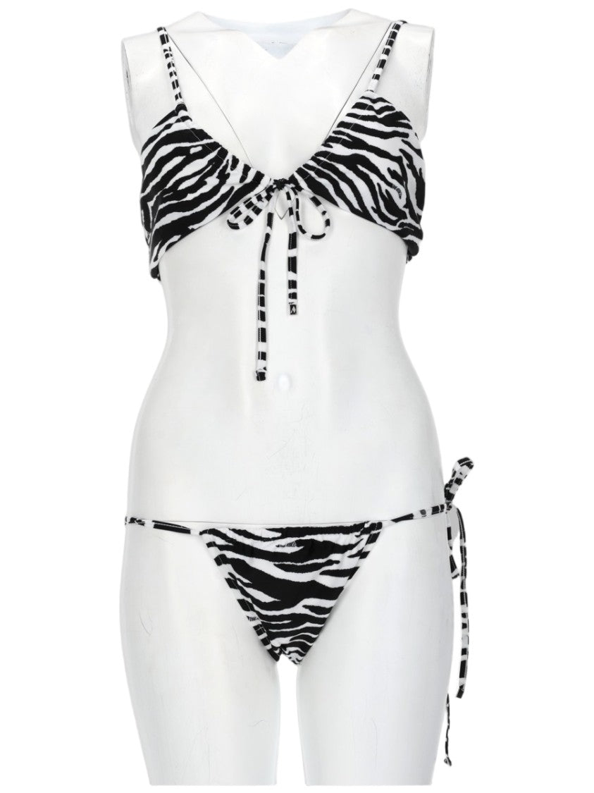 The Attico Zebra Stripe Padded Straps Bikini Set