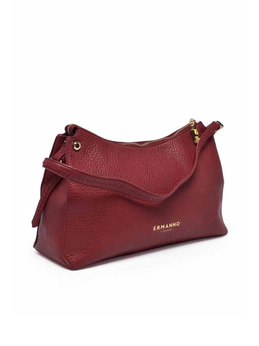 Ermanno Firenze Textured Red Polyurethane Unity Shoulder Bag