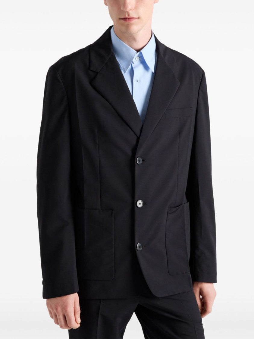 Prada Tailored Black Jacket With Notched Lapel