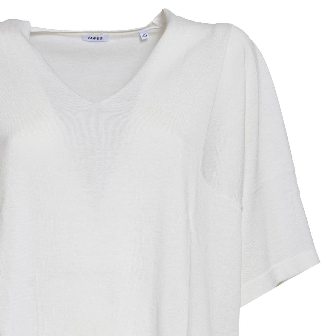 Aspesi Natural White Cotton Silk Knit T-Shirt