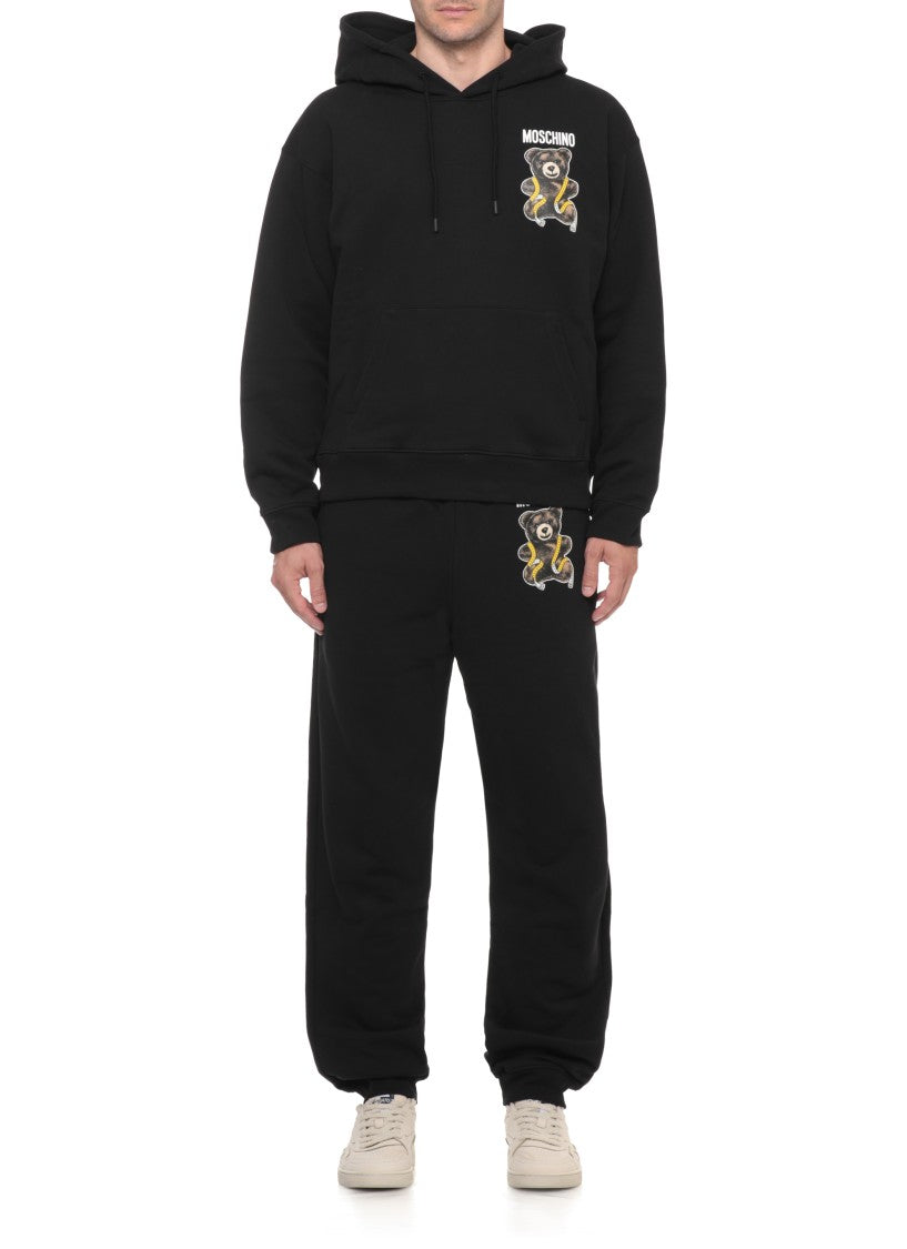 Moschino Black Teddy Bear Print Hooded Cotton Sweatshirt