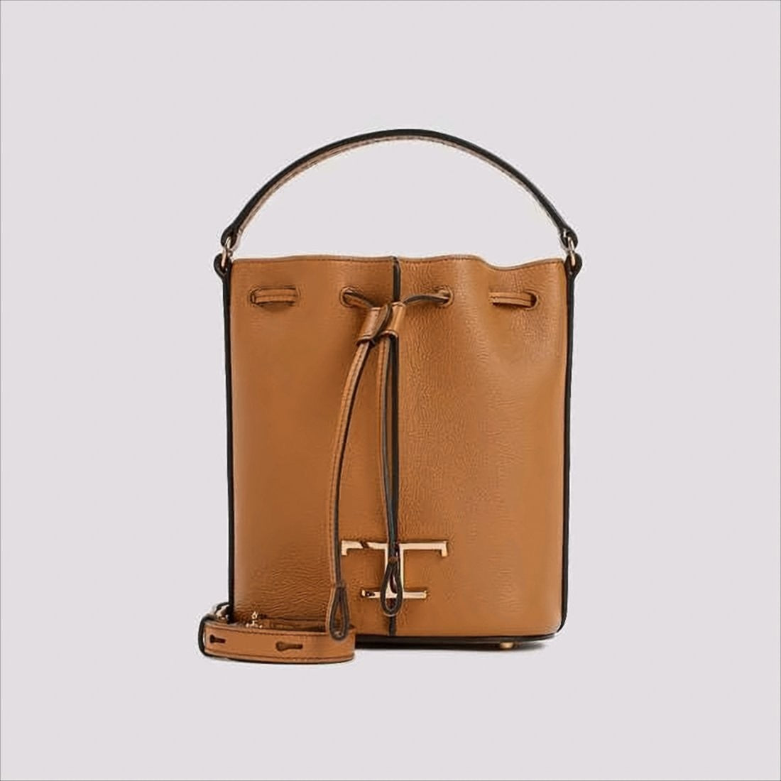 Tod's Calf Leather Bucket Shoulder Bag With Drawstring Closure