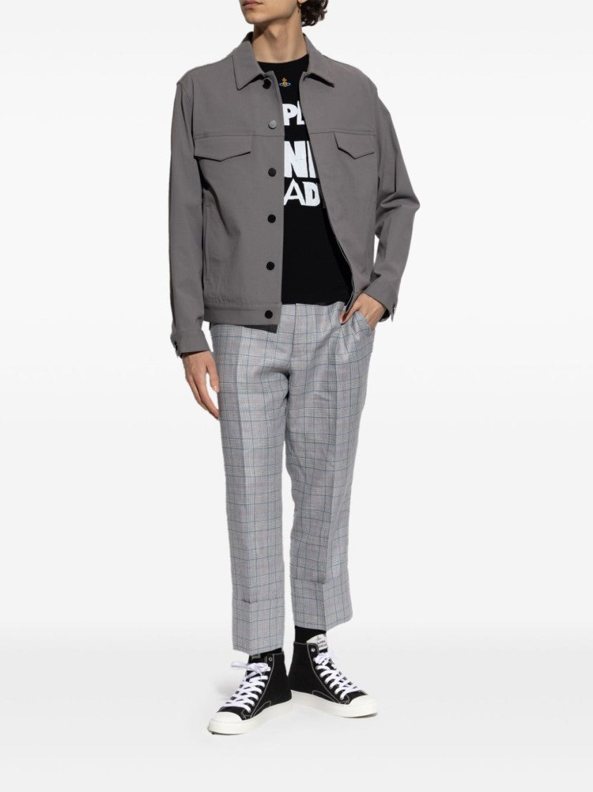 Vivienne Westwood Tailored Cropped Trousers With Grey Check Pattern