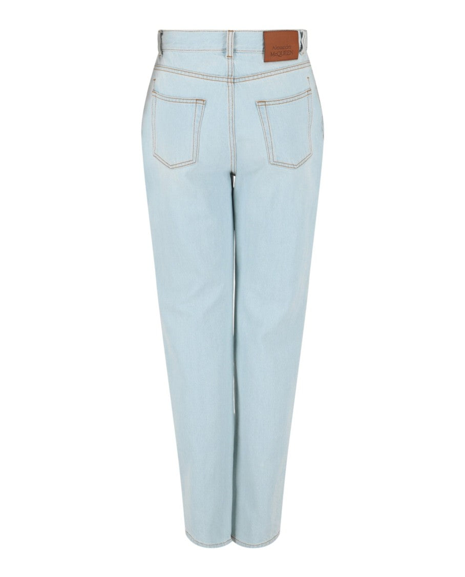 Alexander Mcqueen High-Rise Wide-Leg Jeans With Contrast Stitching