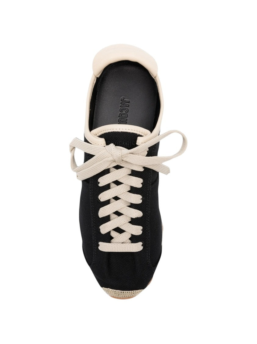 Jacquemus Black Canvas Sneakers With Rounded Toe
