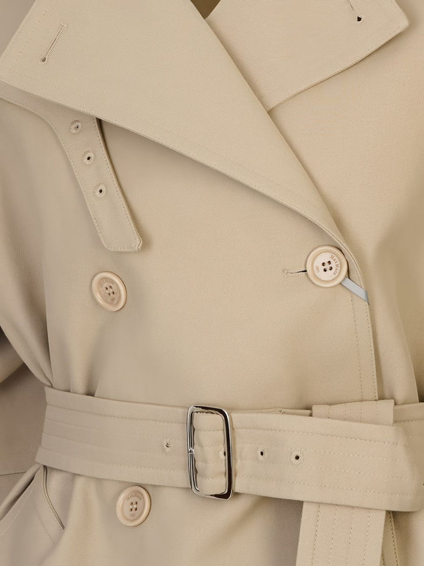 Max Mara White Double-Breasted Trench Short Coat