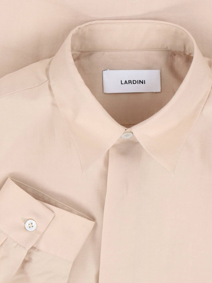 Lardini Tencel And Linen Shirt Beige