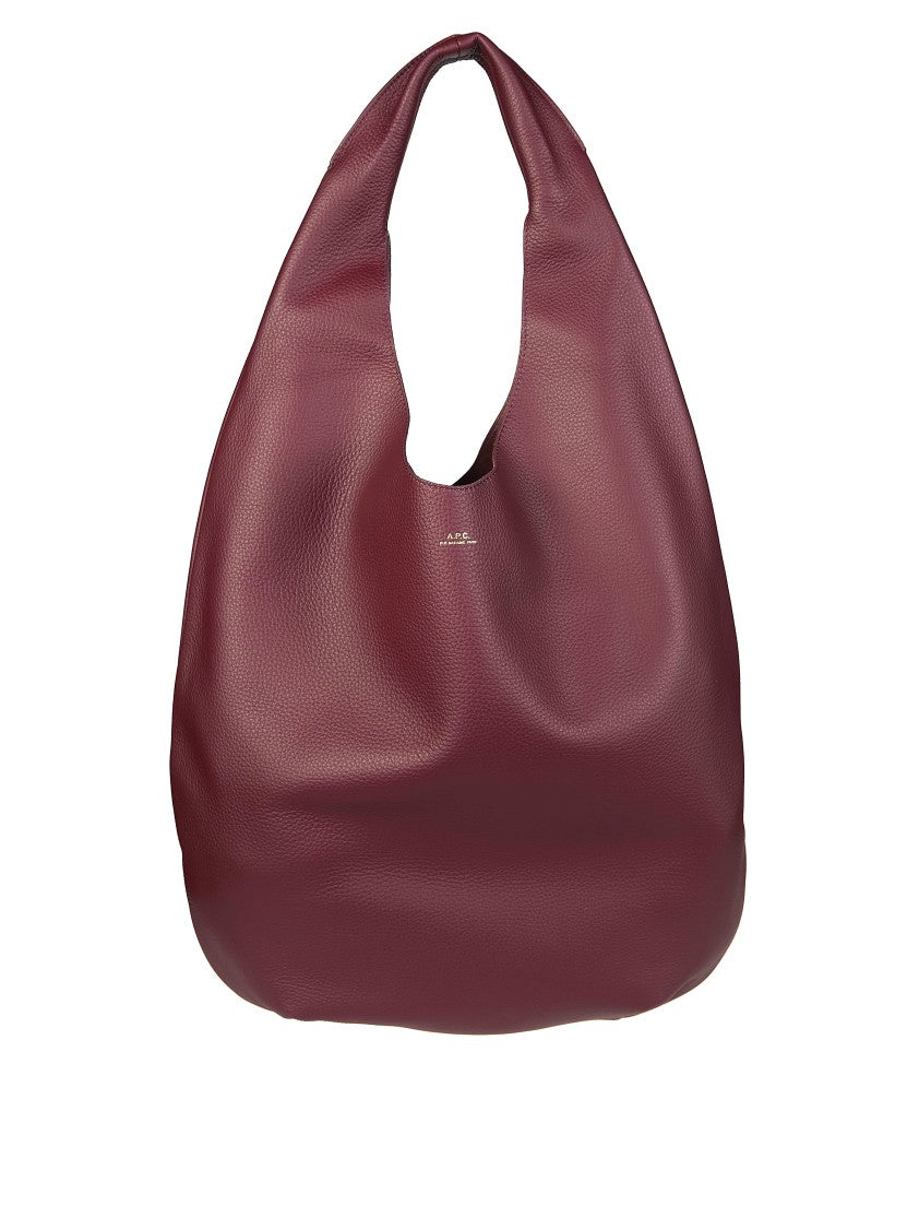 A.P.C. Burgundy Le Neige Textured Hobo Bag