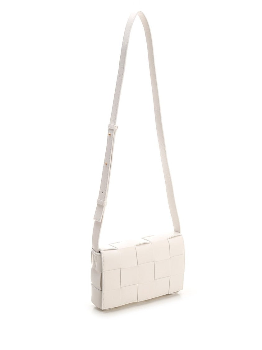 Bottega Veneta Structured White Lambskin Shoulder Bag