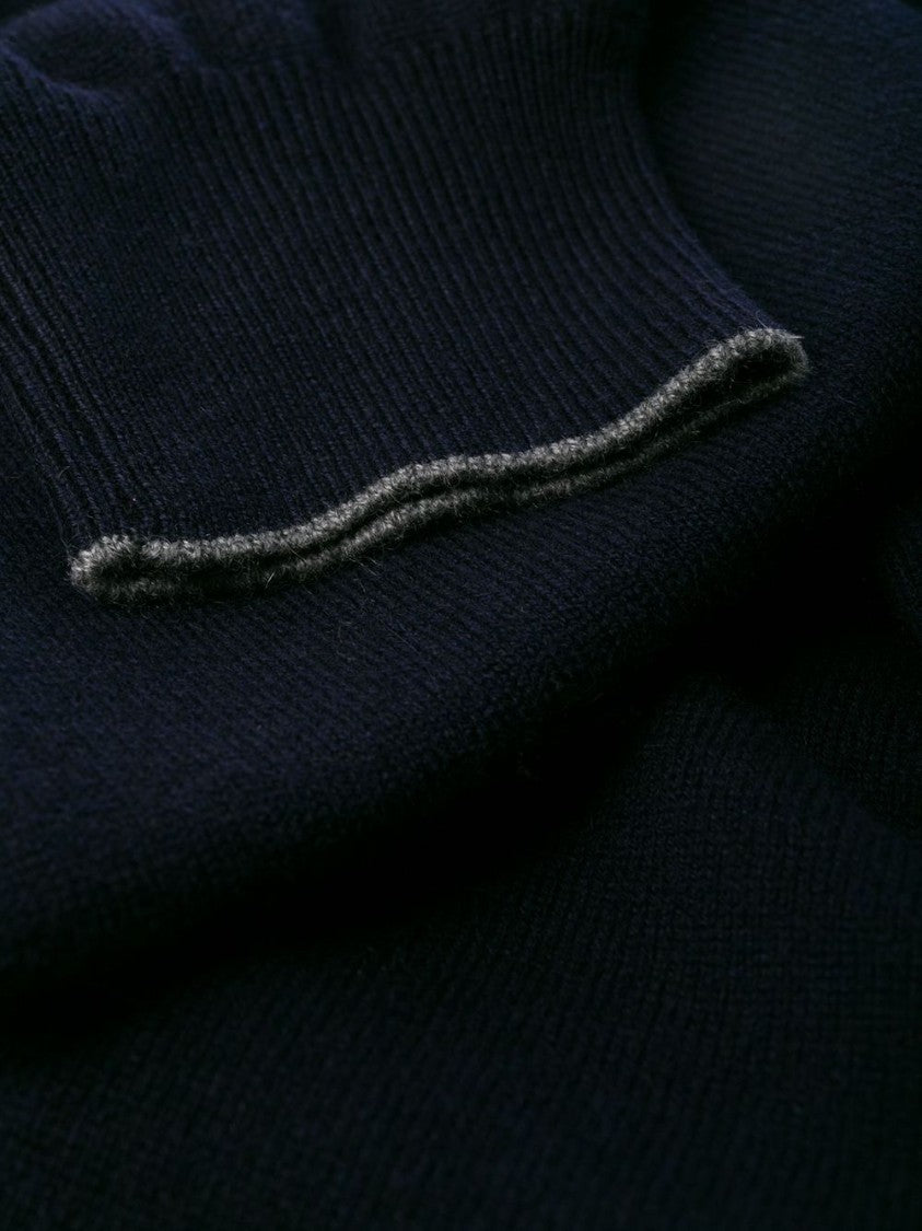Brunello Cucinelli Black Knitted Funnel Neck Zip-Up Sweater
