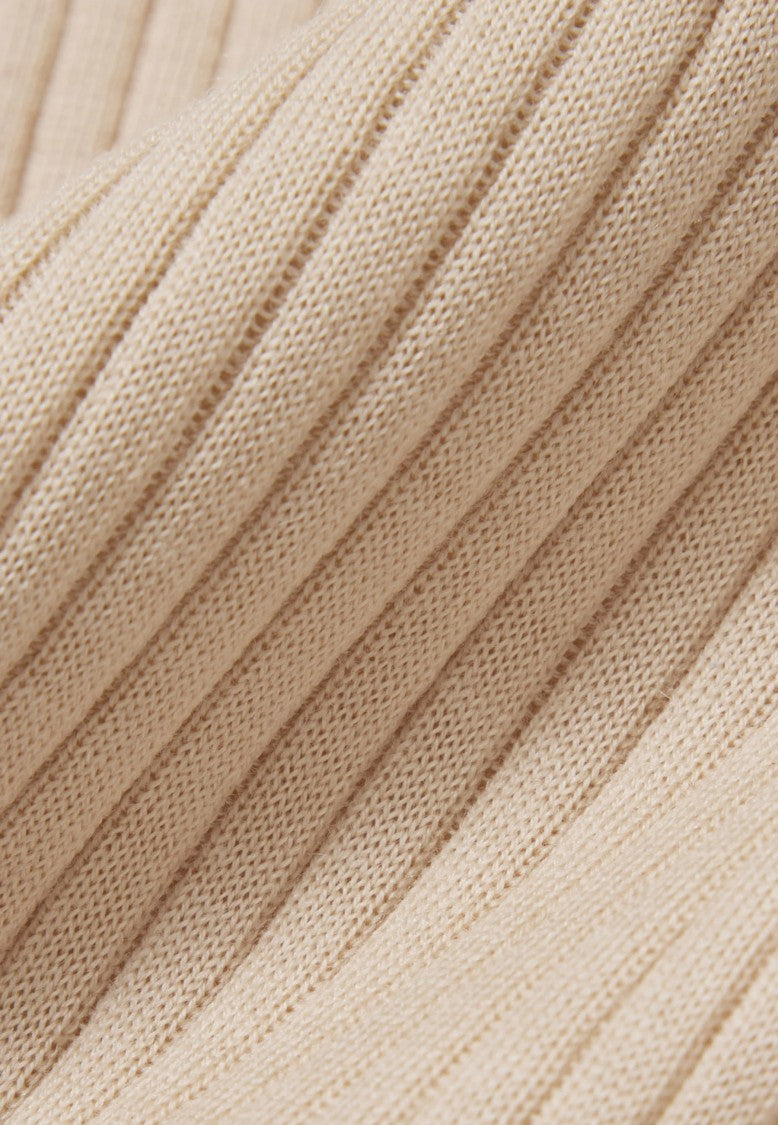 Lacoste Beige Short Sleeve Ribbed Knit Top