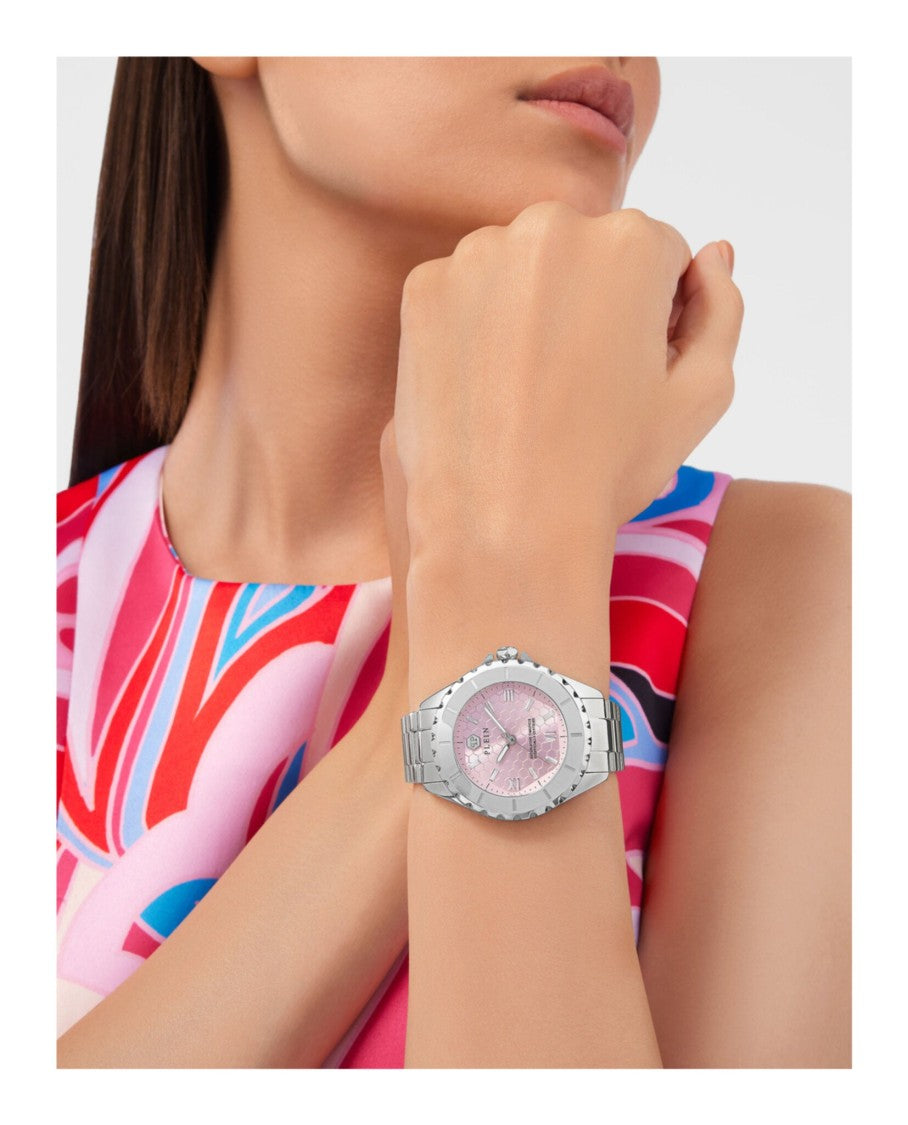 Philipp Plein Plein Heaven Bracelet Watch With Pink Guilloche Dial