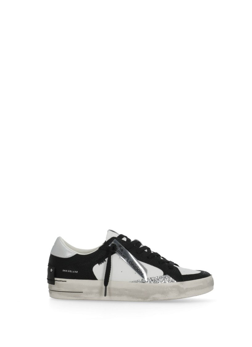 Crime London White Sk8 Deluxe Glitter Sneakers