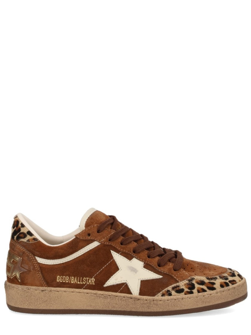 Golden Goose Brown Ball Star Leopard Panel Sneakers