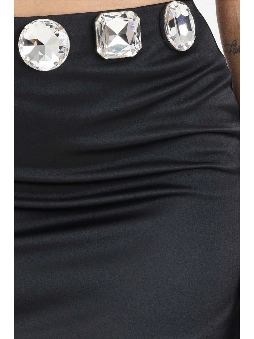Noell Maggini Satin Mini Dress With Strapless Bandeau And Gem Embellishments