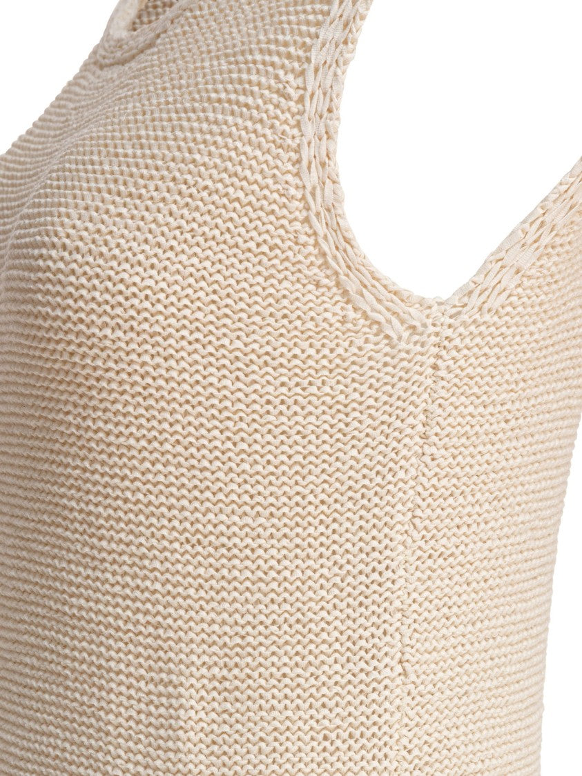 Sandbeige Sleeveless Fitted Knit Dress