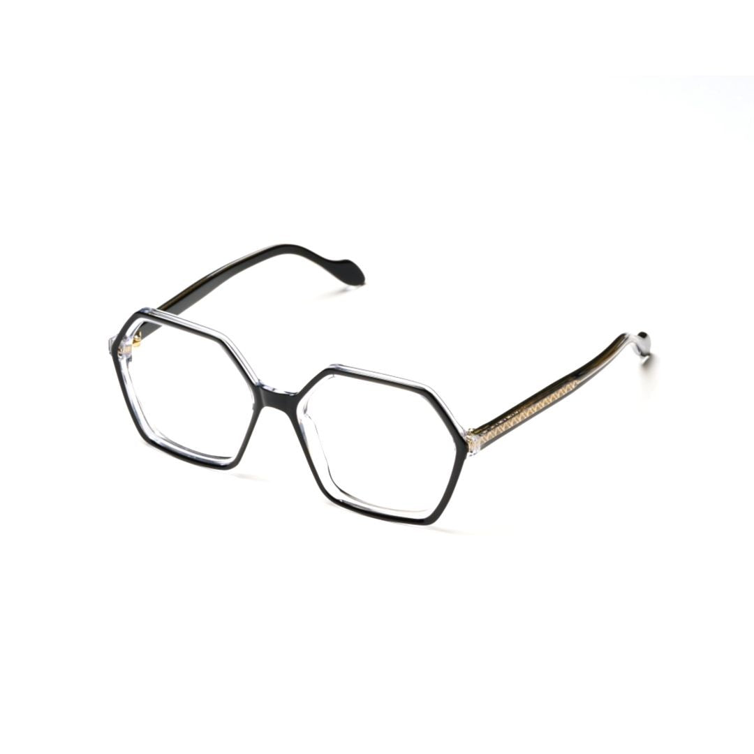 Kador Exagon Glamour Hexagonal Black Frame Eyeglasses