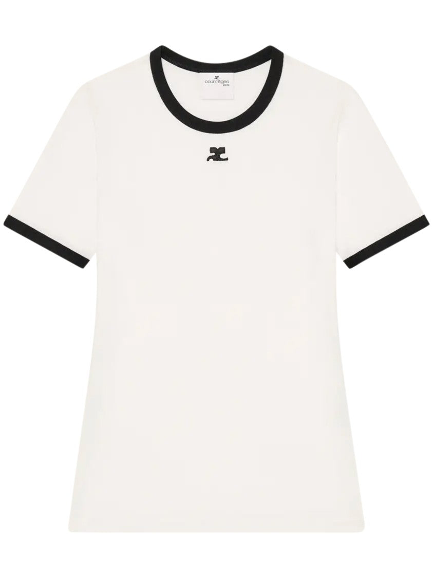 Courrèges Contrast Trim T-Shirt With Round Neckline