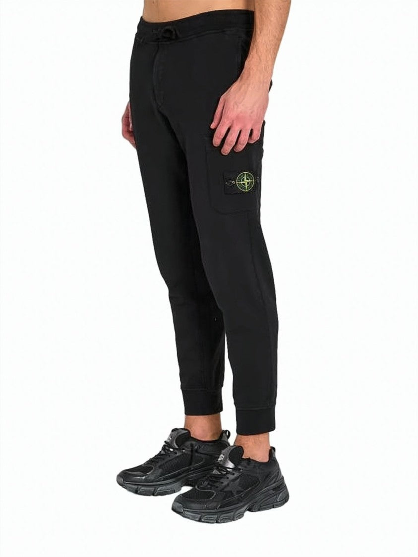 Stone Island Straight Fit Cargo Pants With Ribbed Cuffs And Drawstring Waistband