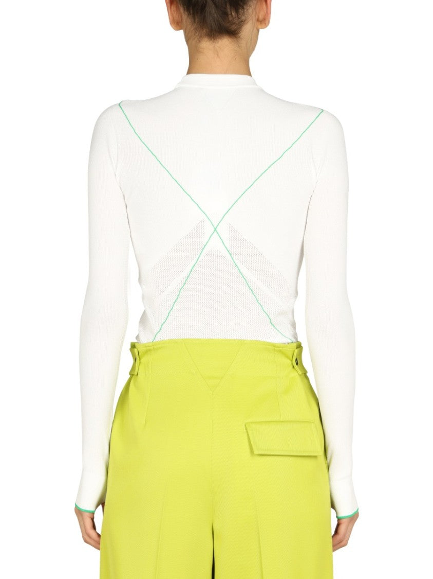 Bottega Veneta Polo Neck Sweater With Contrasting Seams