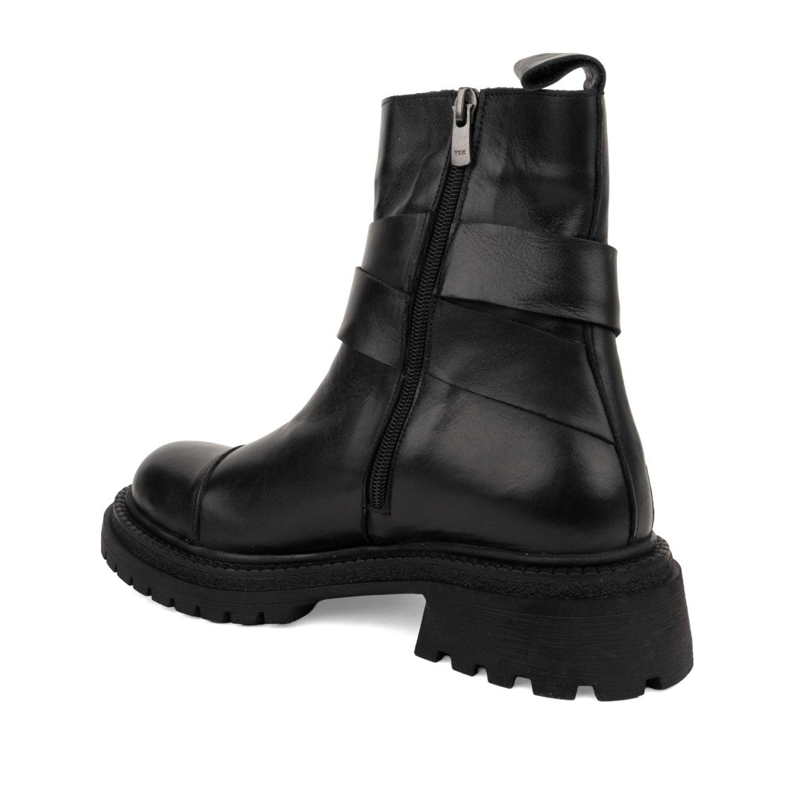 Sergio Moretti Black Smooth Leather Metallic Buckle Detail Boots