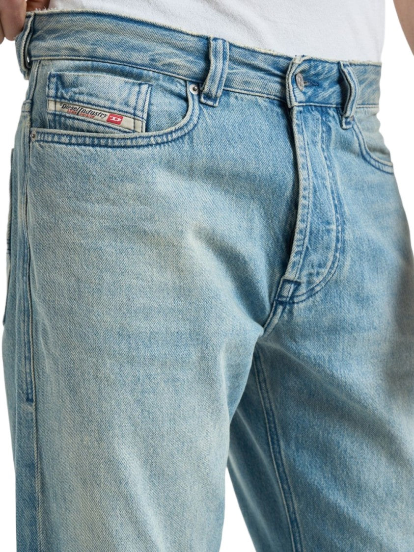 Diesel Blue Button Fastening Logo Patch Jeans