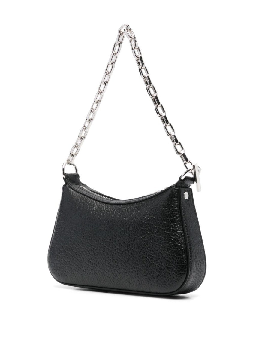 Alexander Mcqueen Textured Black Shoulder Bag With Chain Strap