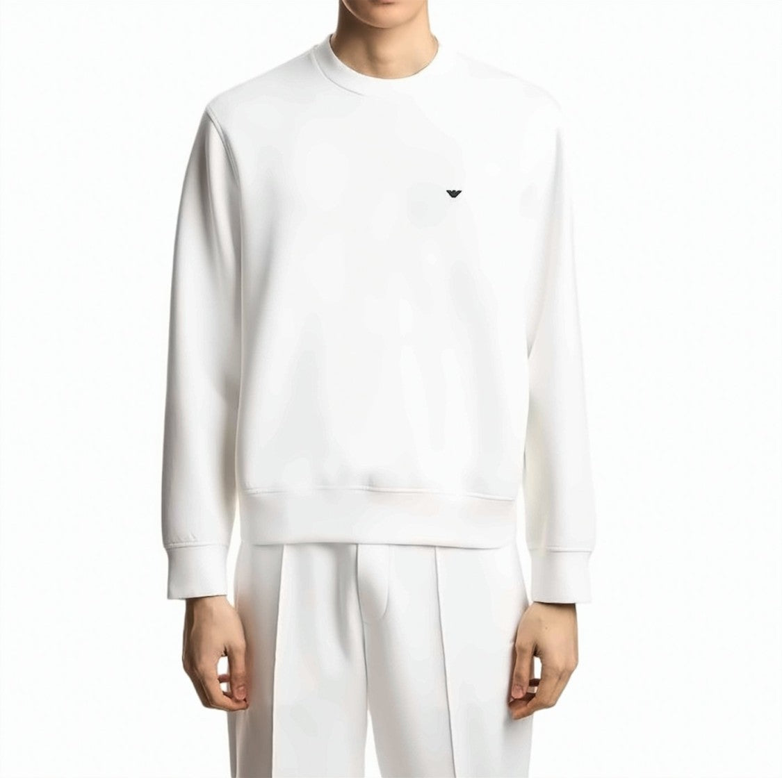 Emporio Armani White Double Jersey Crewneck Sweatshirt