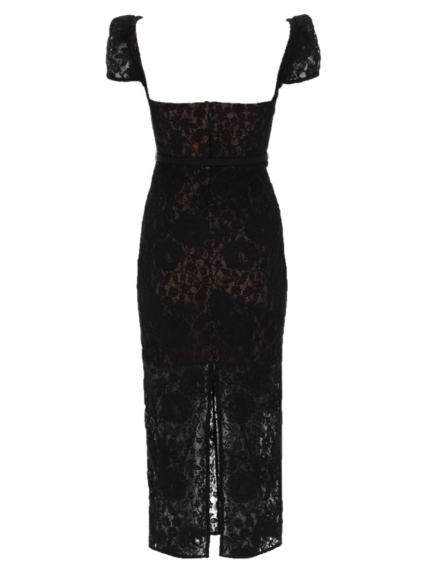 Self-Portrait Black Intricate Circular Lace Midi Dress