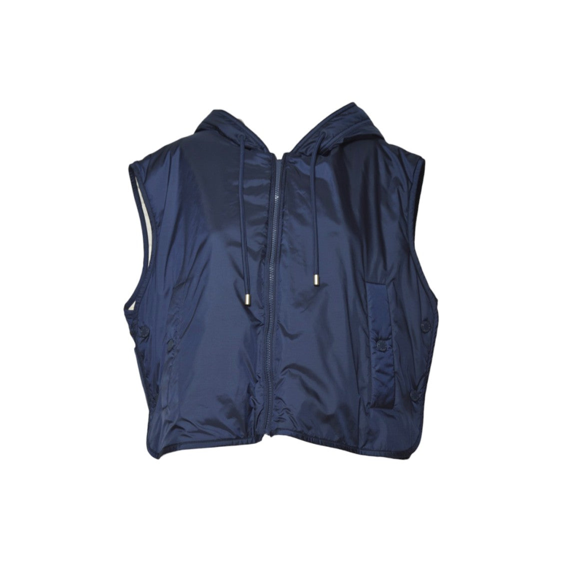 Max Mara Cropped Hooded Vest With Shiny Exterior